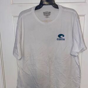 Costa White T-Shirt with Blue Emblem